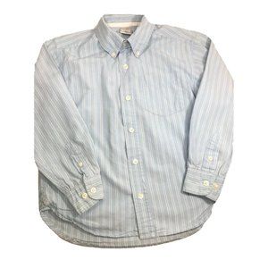 Boy's Blue White Stripe Long Sleeve Collared Button Up Shirt Old Navy Small